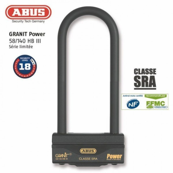 Antivol U certifié SRA GRANIT Abus Power 58 - Antivol Vélo